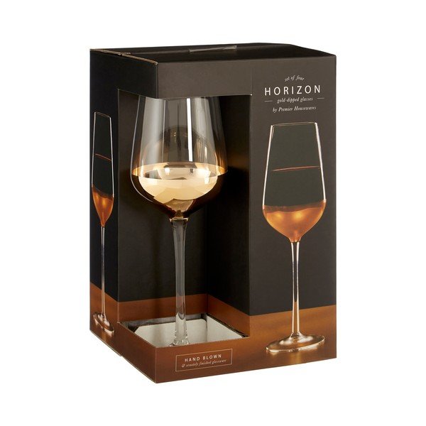 Set 4 pahare pentru vin cu detalii aurii Premier Housewares Horizon-image-3