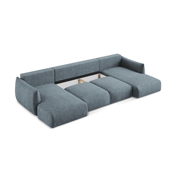 Colțar albastru extensibil cu tapițerie din chenille (în formă de "U") Leila – Makamii-image-4