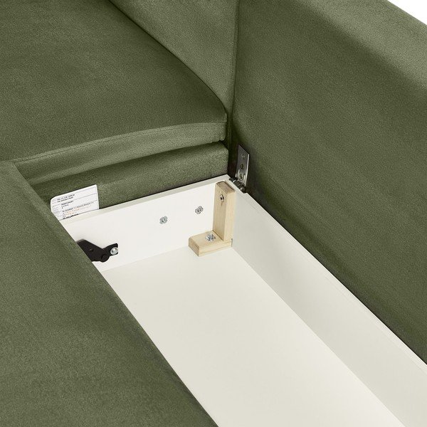 Colțar cu tapițerie din catifea cu șezlong pe partea stângă Bonami Selection Fira, verde-image-1