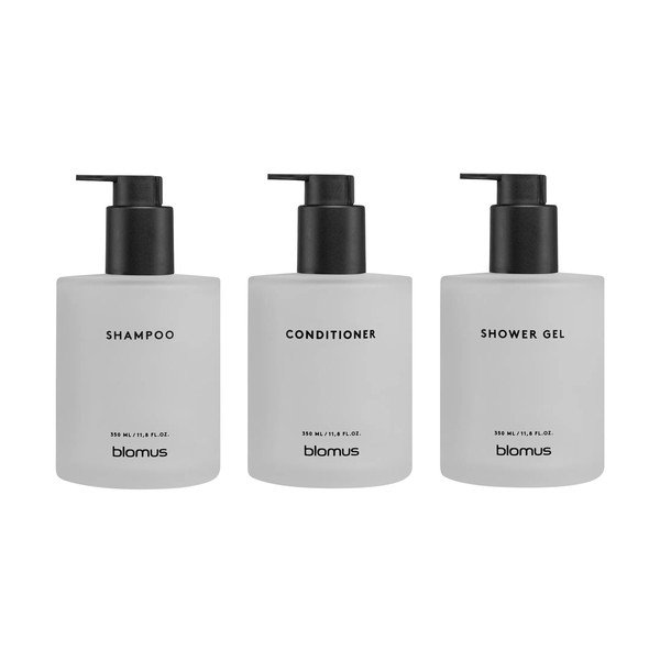 Dozatoare de săpun lichid albe 3 buc. de montat pe perete din sticlă 350 ml Kirei – Blomus-image-3