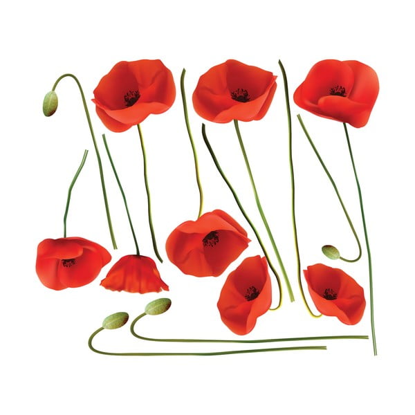 Set autocolante pentru perete Ambiance Vermeil Poppies, 60 x 70 cm-image-2