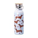 Sticlă albastru-deschis/maro de călătorie din oțel inoxidabil 425 ml Sausage Dog – Sass & Belle