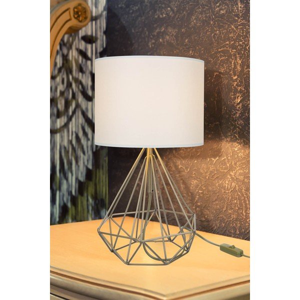 Veioză crem/aurie cu abajur textil (înălțime 46,5 cm) Pena – Squid Lighting-image-1