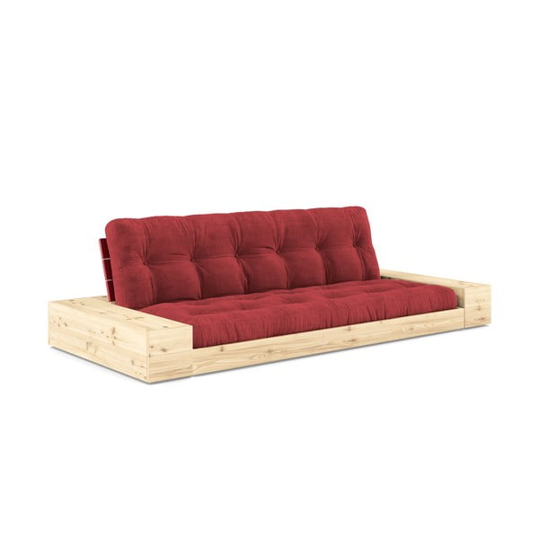 Canapea roșie extensibilă cu tapițerie din catifea reiată  244 cm Base – Karup Design