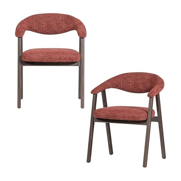 Scaune de dining burgundy cu cotiere 2 buc. tapițate Avar – WOOOD