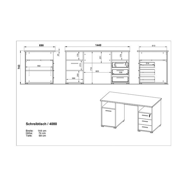 Birou cu aspect de lemn de stejar Germania Desk-image-4