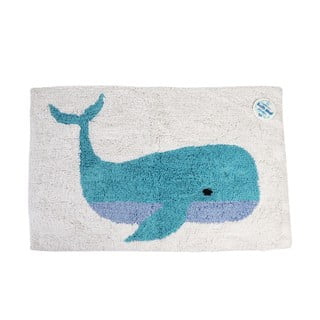Covoraș de baie alb/albastru 52,5x83 cm Whale – Rex London