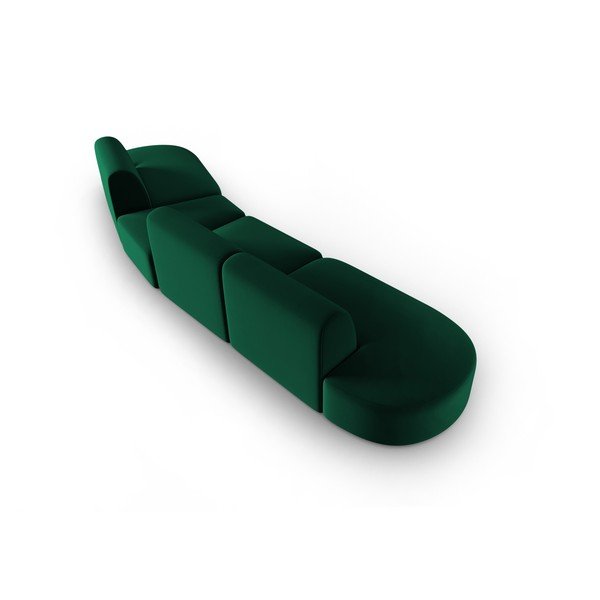 Canapea verde cu tapițerie din catifea cu colț pe partea dreaptă 428 cm Paolo – Milo Casa-image-3