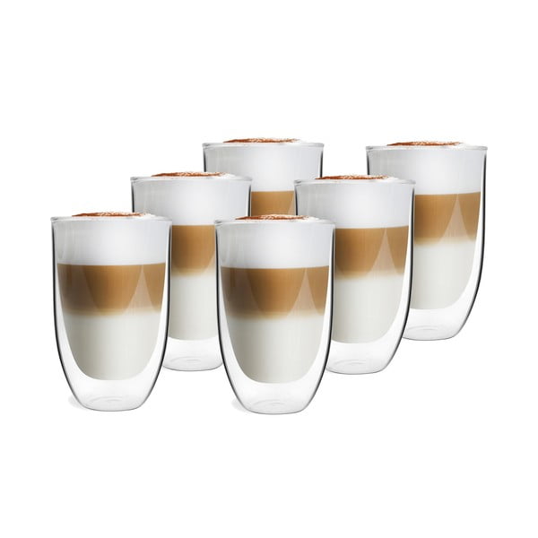 Căni 6 buc. cu perete dublu/pentru latte din sticlă 350 ml – Vialli Design-image-1