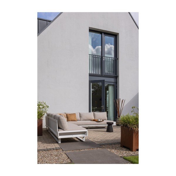 Canapea de grădină albă/gri din aluminiu (cu colț pe partea stângă ) Flint – Exotan-image-2