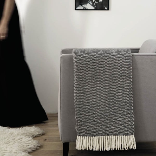 Pled din amestec de bumbac Euromant Skyline, 140 x 180 cm, albastru-image-1