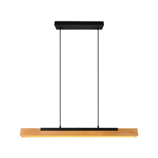 Lustră negru-mat LED cu abajur din lemn Kerala – Trio