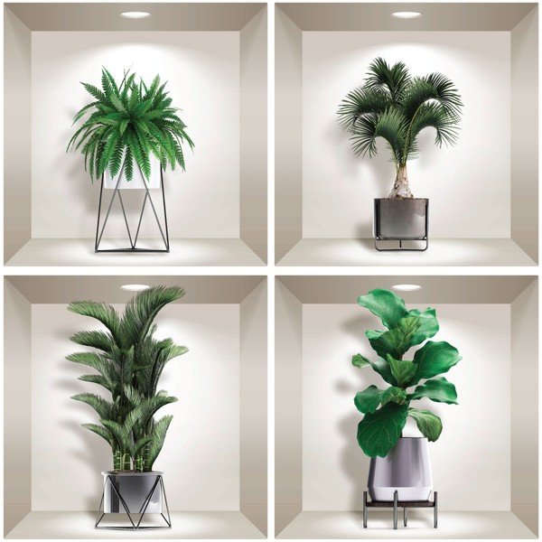 Set 4 autocolante 3D pentru perete Ambiance Indoor Plants-image-1