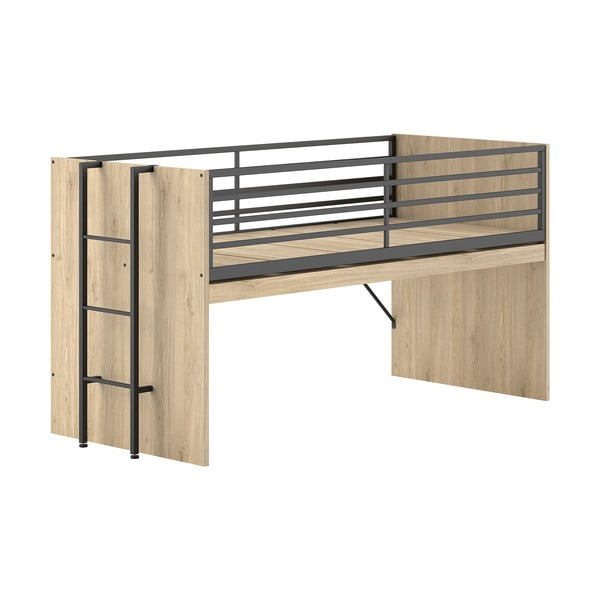 Pat pentru copii  în culoare naturală înalt cu somieră 90x200 cm Sam – Vipack-image-2