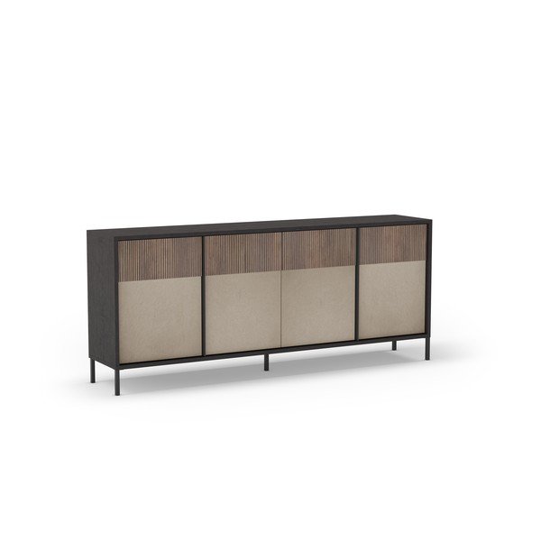 Comodă gri antracit/maro deschis joasă 206x86 cm Amalia – Marckeric-image-1