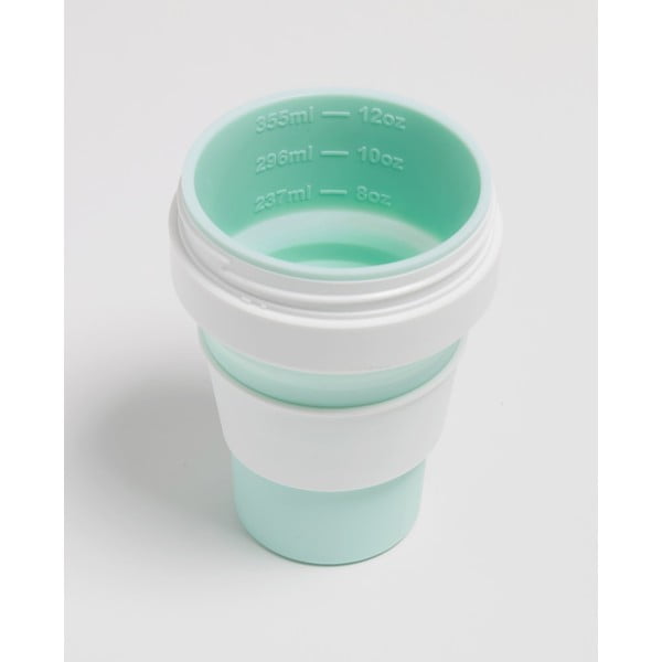 Cană de călătorie pliabilă Stojo Pocket Cup Mint, 355 ml, alb-verde-image-3