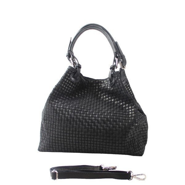 Geantă din piele Chicca Borse Julia, negru-image-1
