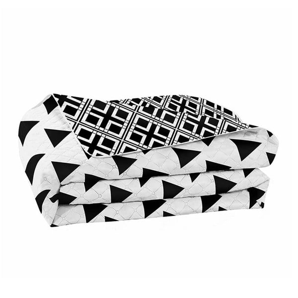 Cuvertură reversibilă din microfibră DecoKing Hypnosis Triangles, 220 x 260 cm, negru - alb