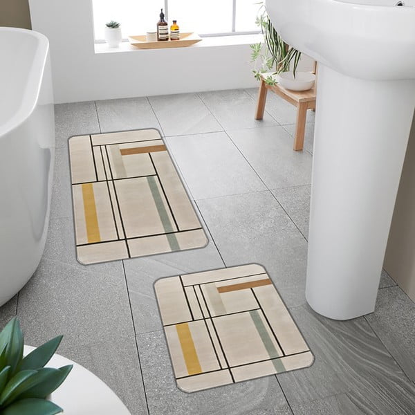 Covorașe de baie maro deschis 2 buc. 60x100 cm – Mila Home-image-4