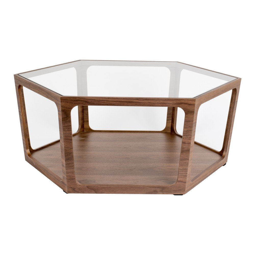 Măsuță de cafea în culoare naturală închisă cu blat din sticlă 80x92,5 cm Sita – Dutchbone