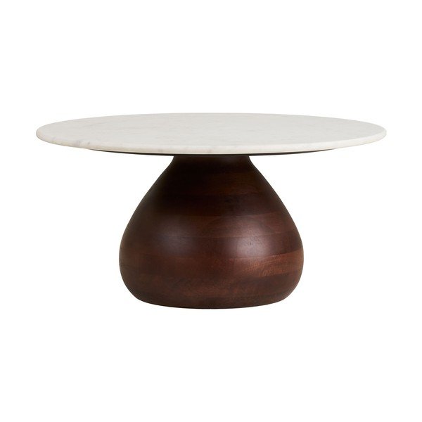 Măsuță de cafea albă/în culoare naturală închisă rotundă cu blat din marmură ø 70 cm Heide – House Nordic