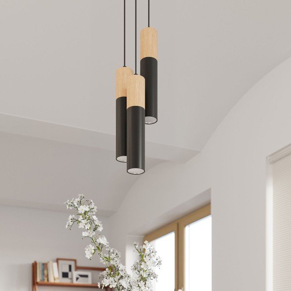 Lustră pendul neagră ø 6 cm Paul – Sollux-image-1