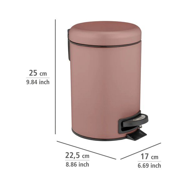 Coș de gunoi roz prăfuit cu pedală din oțel 3 l Leman – Wenko-image-2