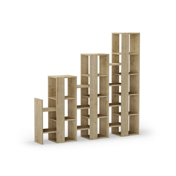 Etajeră în culoare naturală cu aspect de lemn de stejar 158x151 cm Anissa – Marckeric-image-2