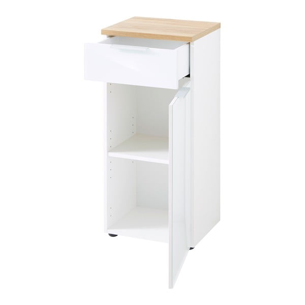 Dulap de baie alb scund cu aspect de lemn de stejar 39x86 cm Pescara – Germania-image-2