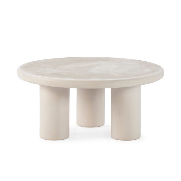 Măsuță de cafea crem rotundă cu aspect de piatră ø 80 cm Iriel – MOME