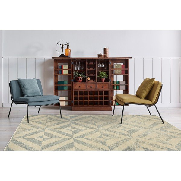 Covor bej din lână 200x300 cm Tile – Agnella-image-1