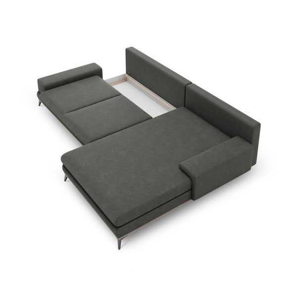 Colțar extensibil cu șezlong pe partea dreaptă Windsor & Co Sofas Planet, gri închis-image-3
