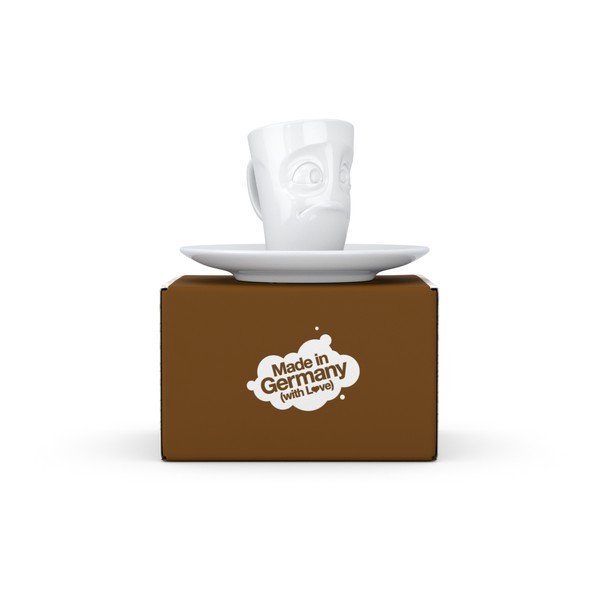 Ceașcă din porțelan cu farfurie pentru espresso, dezamăgit, 58products, alb-image-1