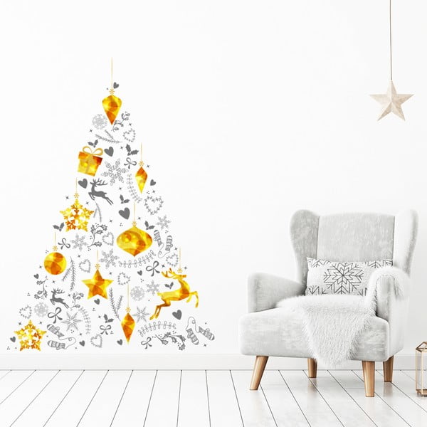 Autocolant de perete cu model pentru Crăciun Ambiance Tree, 85 x 60 cm