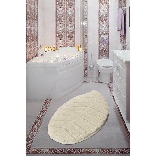 Covoraș de baie crem 60x100 cm Jungle Leaf – Foutastic-image-1