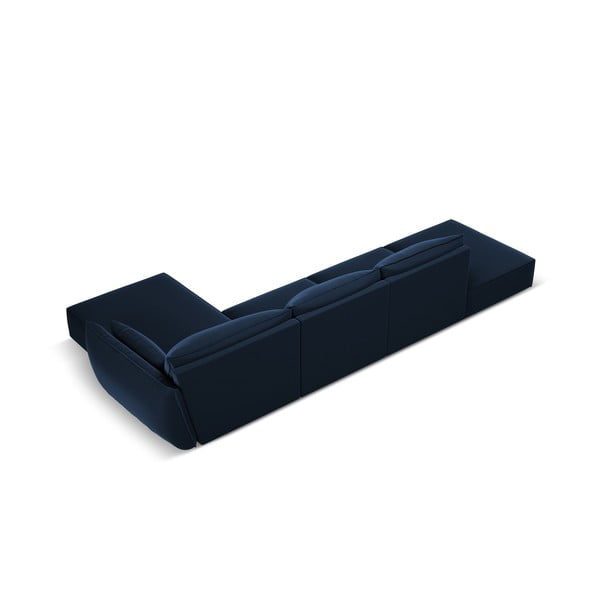 Colțar albastru închis cu tapițerie din catifea (cu colț pe partea dreaptă, cu șezlong) Vanda – Mazzini Sofas-image-3