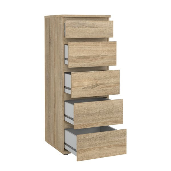 Comodă în culoare naturală înaltă cu aspect de lemn de stejar 40x107 cm Nova – Tvilum-image-3