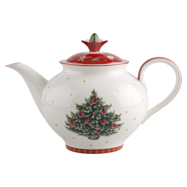 Ceainic din porțelan roșu și alb cu motiv de Crăciun Villeroy & Boch