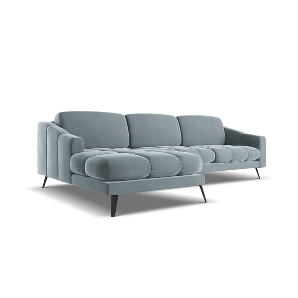 Colțar albastru deschis cu tapițerie din catifea (cu colț pe partea stângă) Nalu – Makamii-image-3