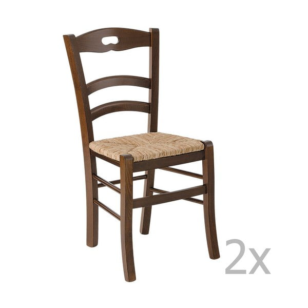 Set 2 scaune de bucătărie din lemn Castagnetti Lavagna, nuanță închisă