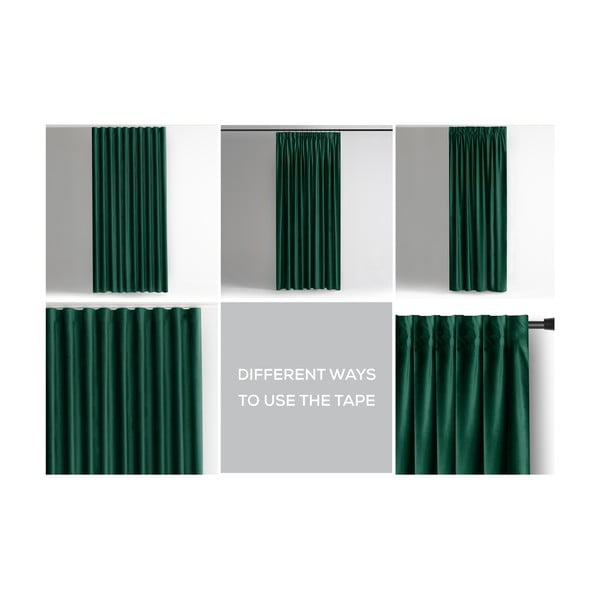 Draperie verde-închis dimout (semi-opacă) din catifea 140x270 cm Pleat – Restilo-image-3