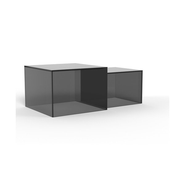 Măsuțe de cafea gri 2 buc. din sticlă 50x50 cm Dice – Actona-image-4