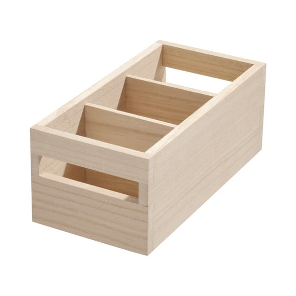 Cutie depozitare din lemn paulownia iDesign Wood Handled, 12,7 x 25,4 cm