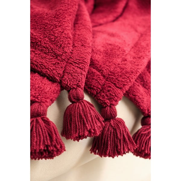 Cuvertură roșie din micropluș pentru pat dublu 200x220 cm Puffy – Mijolnir-image-2