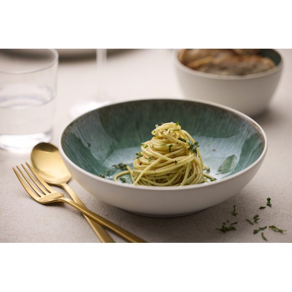 Bol alb/verde din gresie 900 ml Gastro White/Green – Bitz-image-3