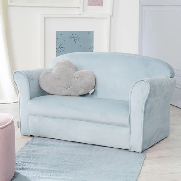 Canapea pentru copii albastru-deschis cu tapițerie din catifea 78 cm Lil Sofa – Roba-image-1