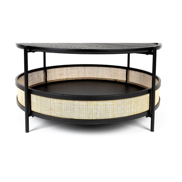 Măsuță de cafea neagră/în culoare naturală rotundă ø 80 cm Makoto – White Label