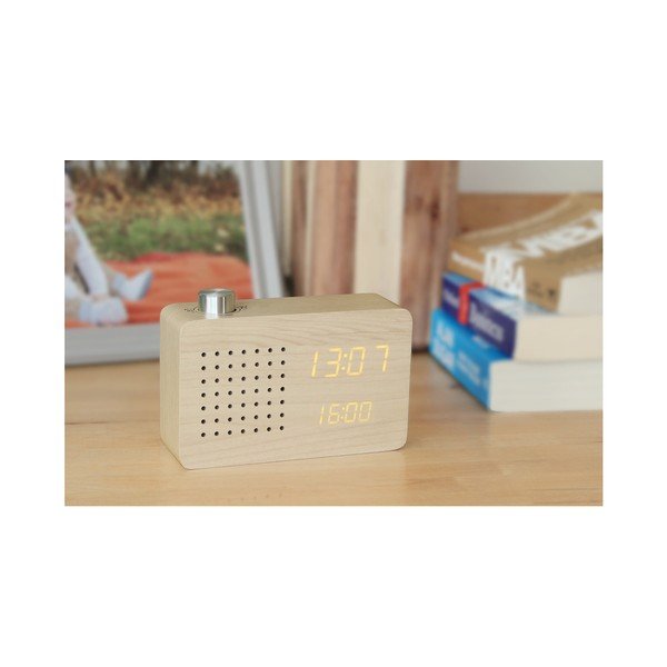 Ceas cu LED și radio Gingko Click Clock, bej-galben-image-4
