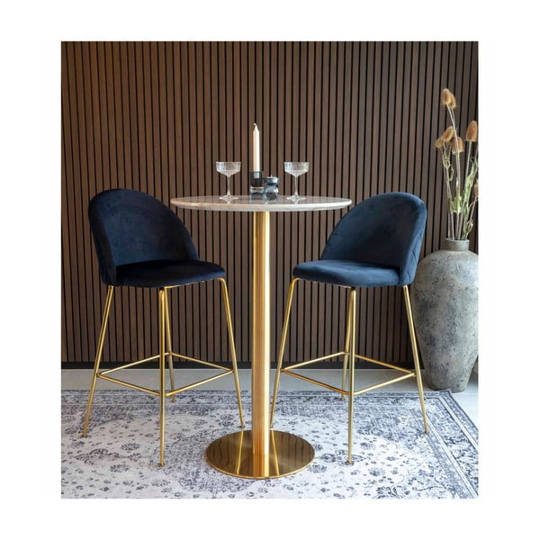 Masă de bar rotundă cu blat cu aspect de marmură ø 70 cm Bolzano – House Nordic-image-4