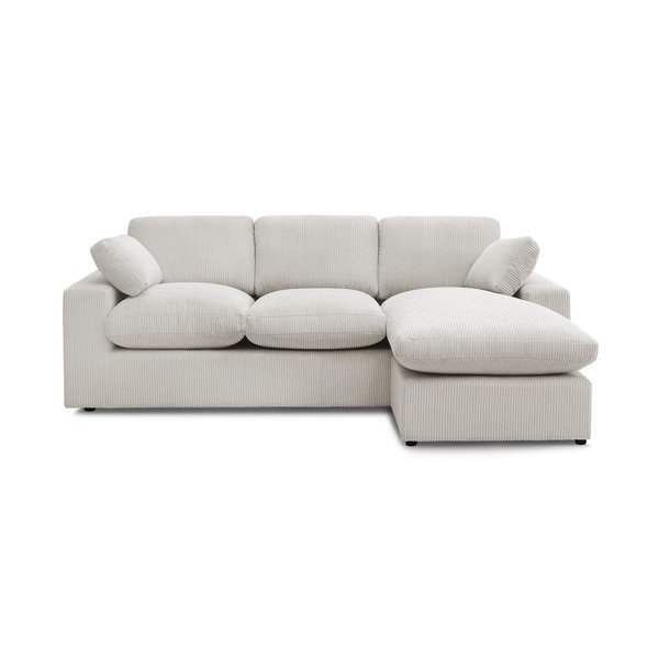 Colțar bej cu tapițerie din catifea reiată Belair – Bobochic Paris